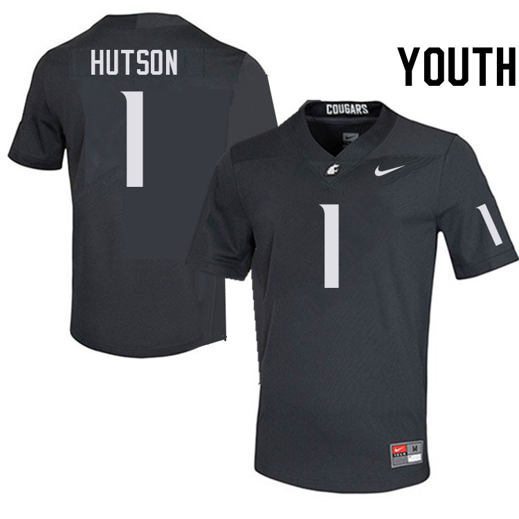 Youth #1 Kris Hutson Washington State Cougars College Football Jerseys Stitched-Charcoal